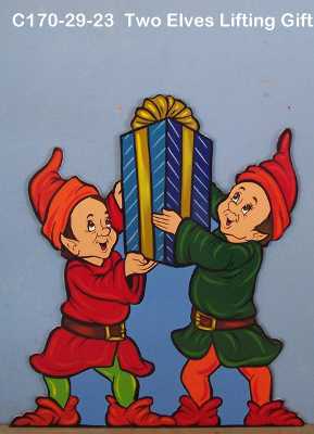 C170Two Elves Lifting Gift